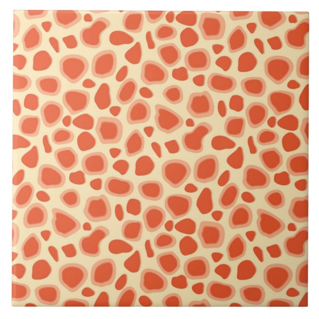 Leopard Print - Mandarin and light orange Ceramic Tile (Front)