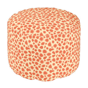 Leopard Print - Mandarin and light orange Pouf