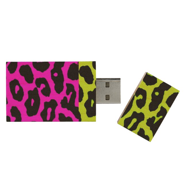 Leopard Print Maple Wood USB 2.0 Flash Drive (Opened)
