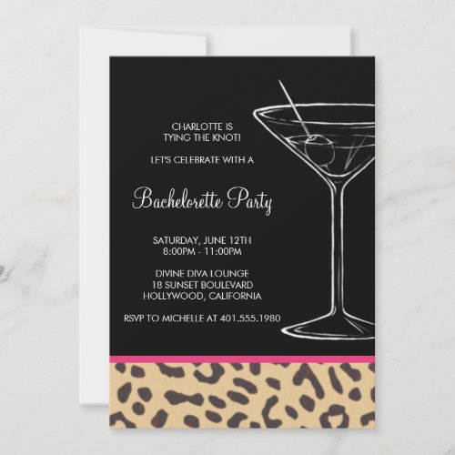 leopard print martini bachelorette custom announcements