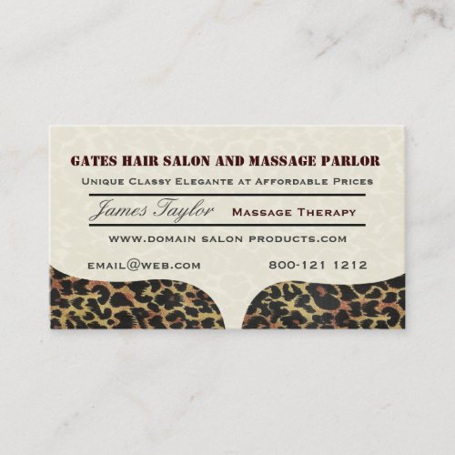 Leopard Print Massage Salon Business Card