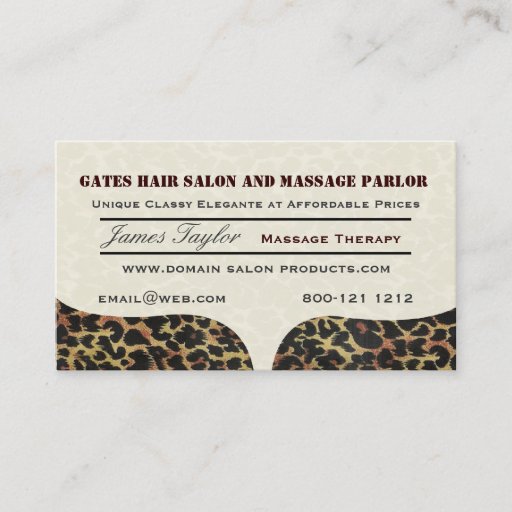 Customizable Leopard Print Massage Salon Business Card
