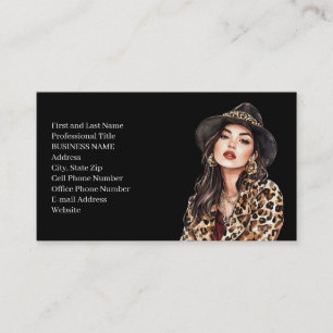 Leopard Print Model Fashion Woman Business Card