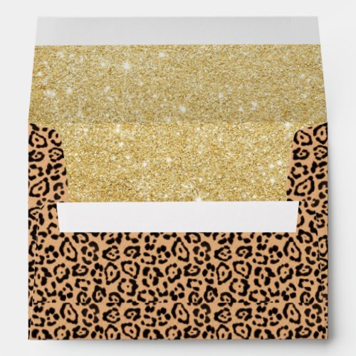 Leopard Print Modern Faux Gold Glitter Envelope