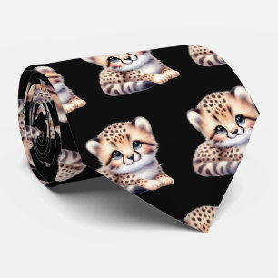 Leopard Print Modern Kawaii Cute Cheetah Babies Neck Tie
