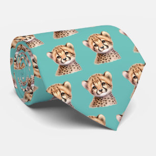 Leopard Print Modern Kawaii Cute Cheetah Babies Neck Tie