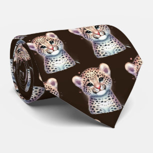 Leopard Print Modern Kawaii Cute Cheetah Babies Neck Tie