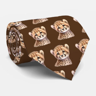 Leopard Print Modern Kawaii Cute Cheetah Babies Neck Tie