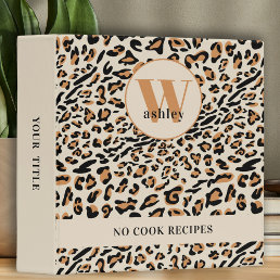 Leopard Print Modern Monogrammed Recipe 3 Ring Binder