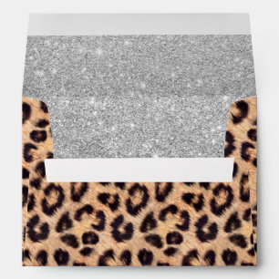 Leopard Print Modern Silver Glitter Elegant Envelope
