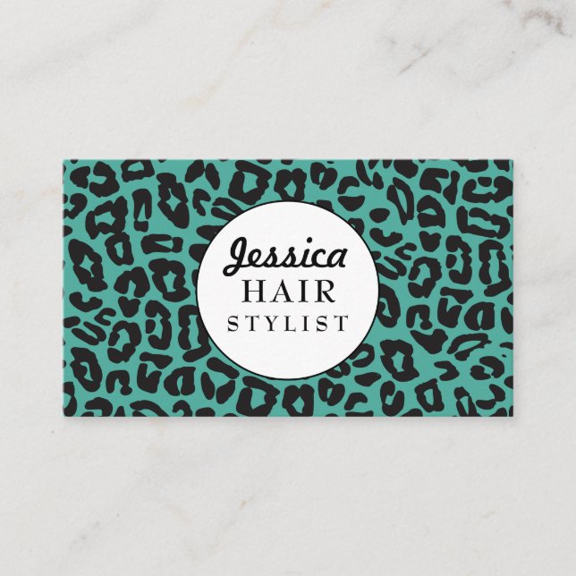 Leopard Print Modern Stylist Appointment Cards (Front)