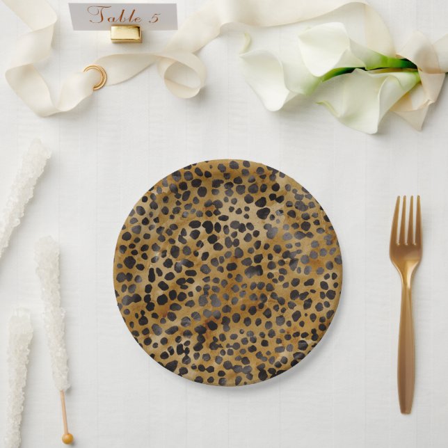Leopard Print Modern Trendy Bridal Shower  Paper Plates (Wedding)