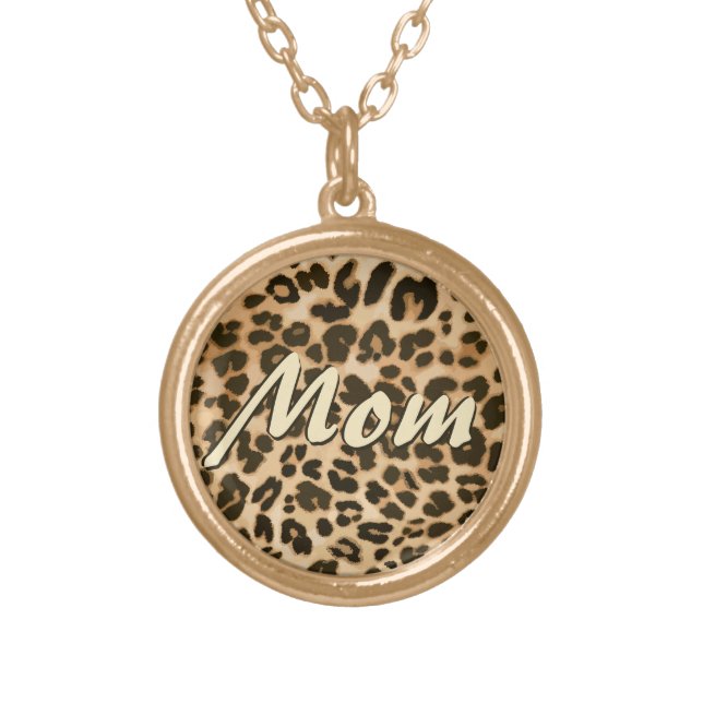 Leopard Print Mom Necklace (Front)