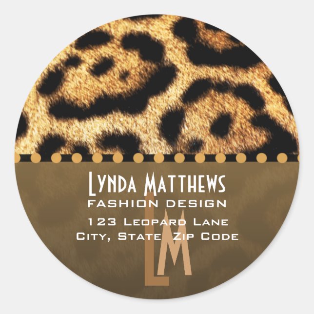 Leopard Print Monogram Address Labels (Front)