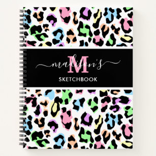 Leopard Print Monogram Artist Sketchbook Notebook