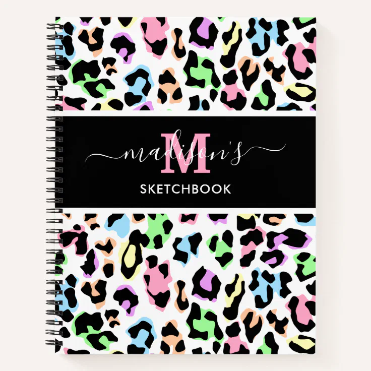 Leopard Print Monogram Artist Sketchbook Notebook Zazzle