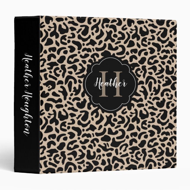 Leopard Print Monogram Binder (Front/Spine)