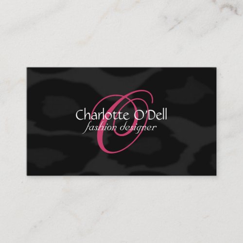 leopard print monogram business cards