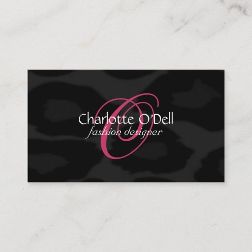 Customizable leopard print monogram business cards
