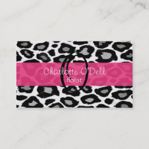 Leopard Print Monogram Business Card