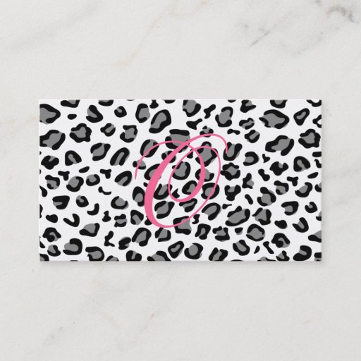 Customizable leopard print monogram business card template