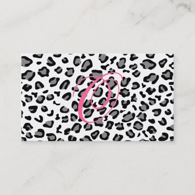 leopard print monogram business card (Front)