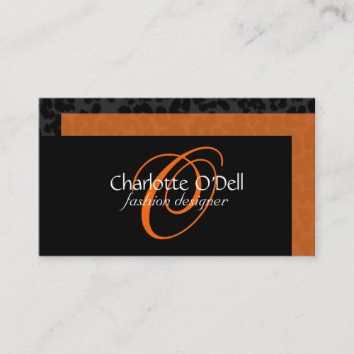 leopard print monogram business cards