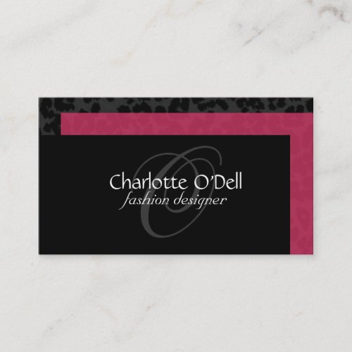 leopard print monogram business card template
