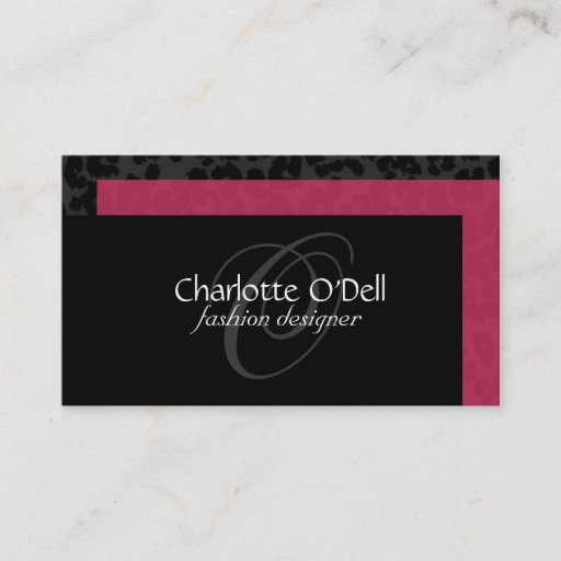 Customizable leopard print monogram business card template