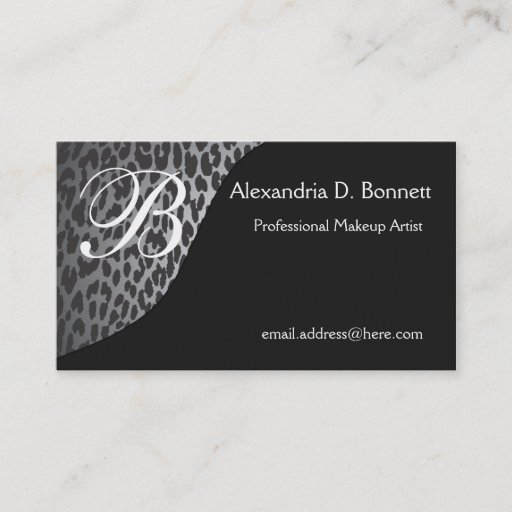 Customizable Leopard Print Monogram Business Cards