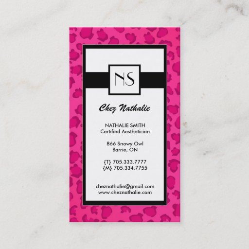 Customizable Leopard Print Monogram Business Cards