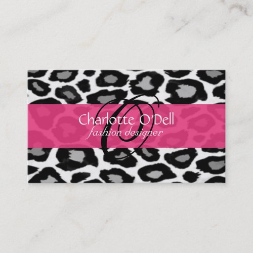 Leopard Print Monogram Business Cards
