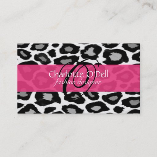 Customizable Leopard Print Monogram Business Cards