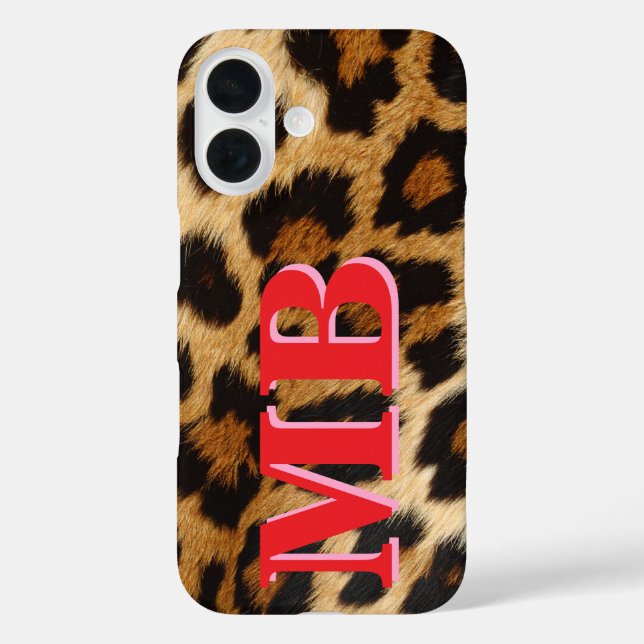 Leopard Print Monogram Case-Mate iPhone Case (Back)