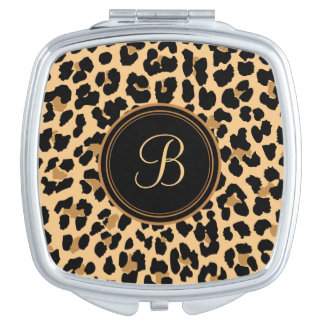 Leopard Print Monogram Compact Travel Mirror