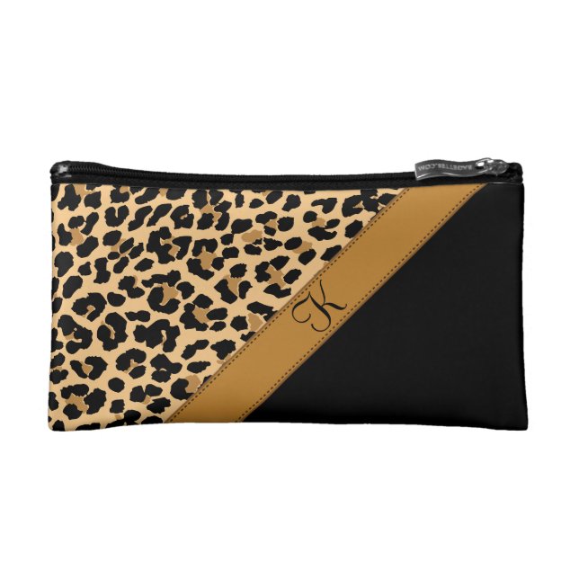 Leopard Print Monogram Cosmetic Bags & Wristlets (Front)