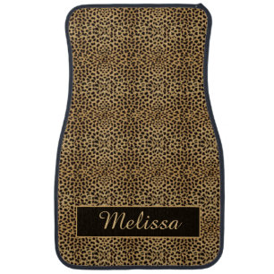 Leopard Print Monogram Floor Mats