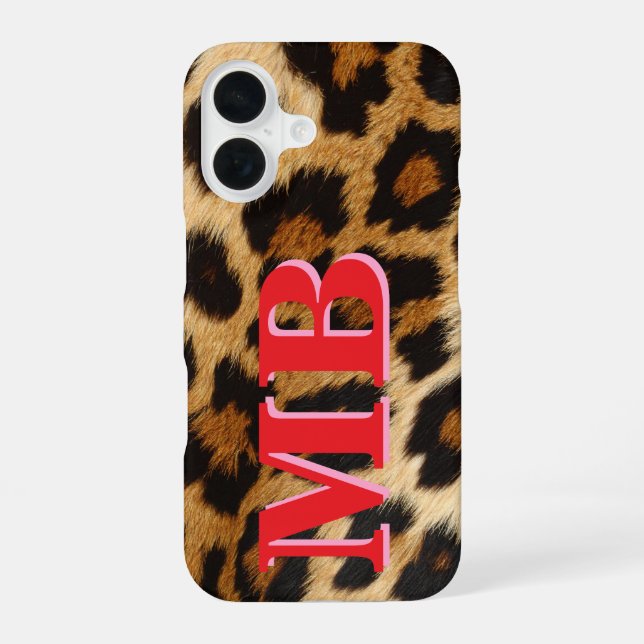 Leopard Print Monogram Iphone Case (Back)