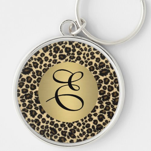 Leopard Print Monogram Keychain