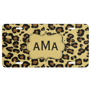 Leopard Print Monogram License Plate