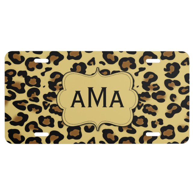Leopard Print Monogram License Plate (Front)