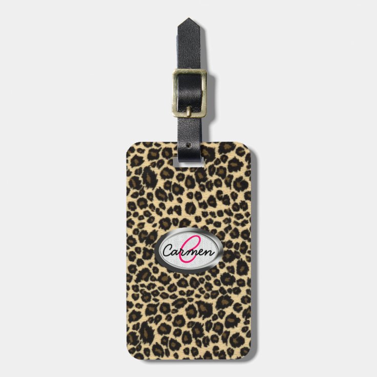 Leopard Print Monogram Luggage Tag Zazzle