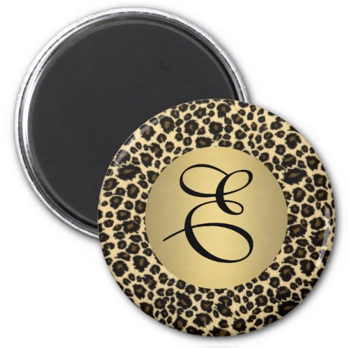 Leopard Print Monogram Magnet