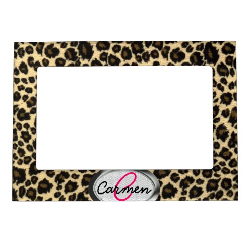 Leopard Print Monogram Magnetic Picture Frame