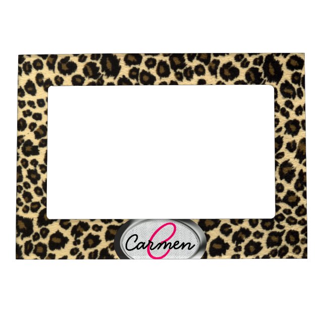 Leopard Print Monogram Magnetic Picture Frame (Front)
