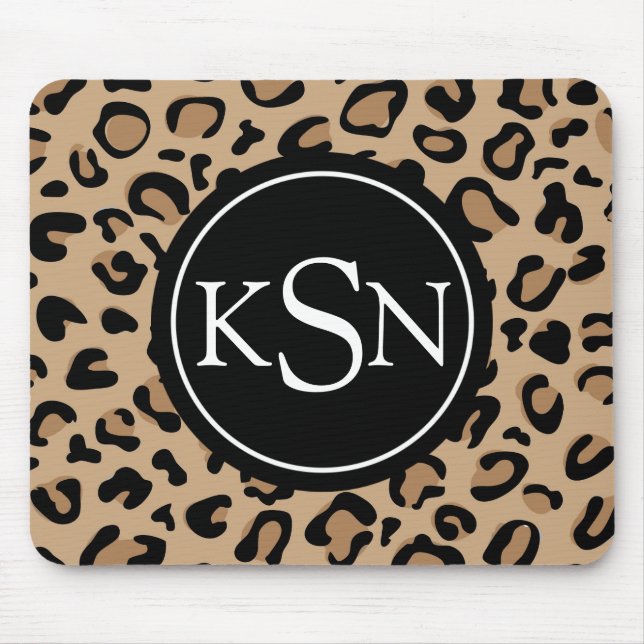 Leopard Print Monogram Mousepad (Front)