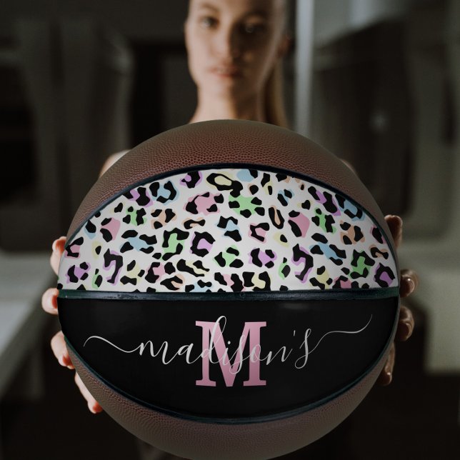 Leopard Print Monogram Name Girl Basketball (Creator Uploaded)
