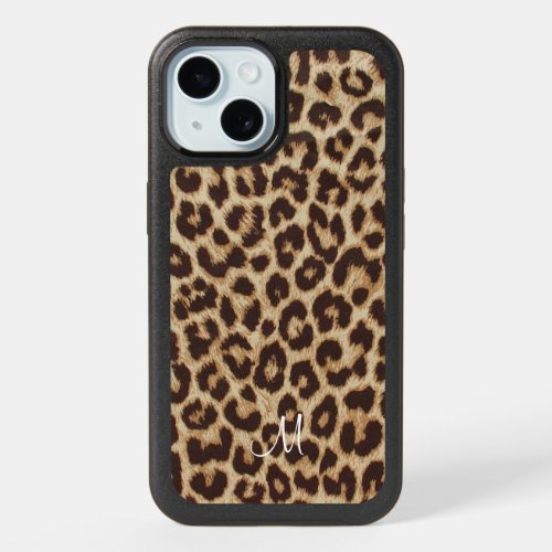 Leopard Print Monogram OtterBox iPhone 15 Case