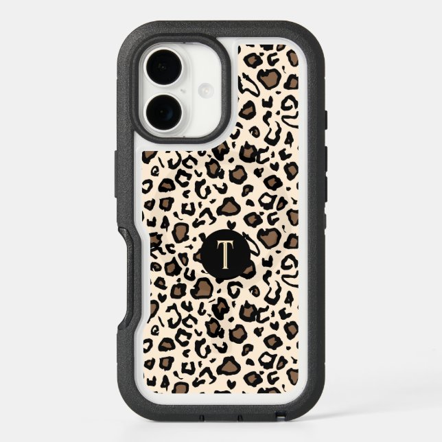 Leopard Print Monogram Otterbox iPhone Case (Back)