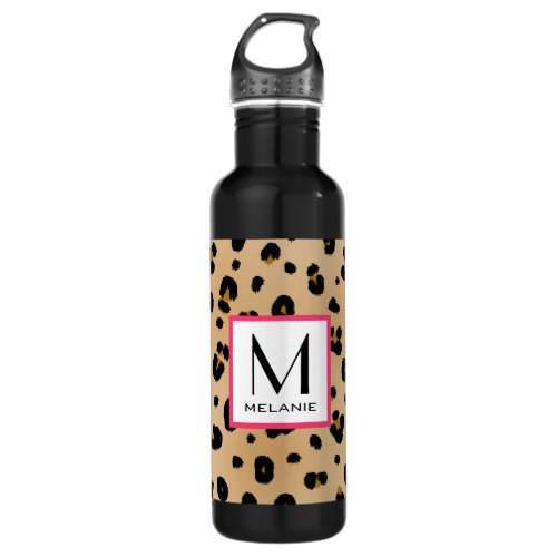 Leopard Print Monogram Stainless Steel Water Bottle